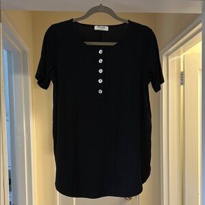Black Buttoned Women's Top